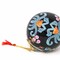 3" Dia Set of 3 Hand Painted Black Birds and Flowers Ornaments with Glossy Finish and Hanging Loop